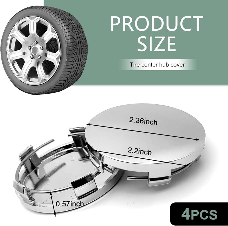 winterrock 4PCS Car Wheel Center Caps, ABS Snap-in Auto Wheel Center Hub Caps, 2.36" OD 2.2" ID Vehicle Rim Hub Caps, Anti-Fall Protective Cover, Universal for Car, SUV, Sedan, Truck (Silver) - Image 2